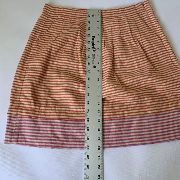 NWT LOFT Skirt Women 4 Pink Orange Linen Stripe Pockets Preppy Twee Career Color - Picture 7 of 8